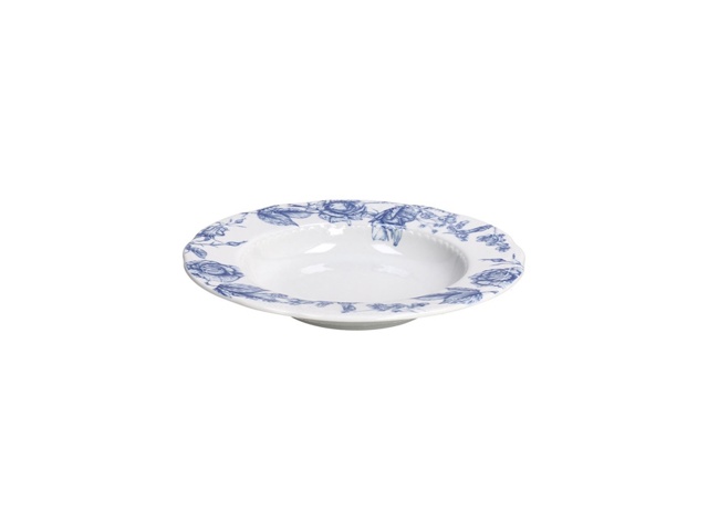 Vecchio vienna, piatto fondo blu roses in porcellana - 23,5 cm