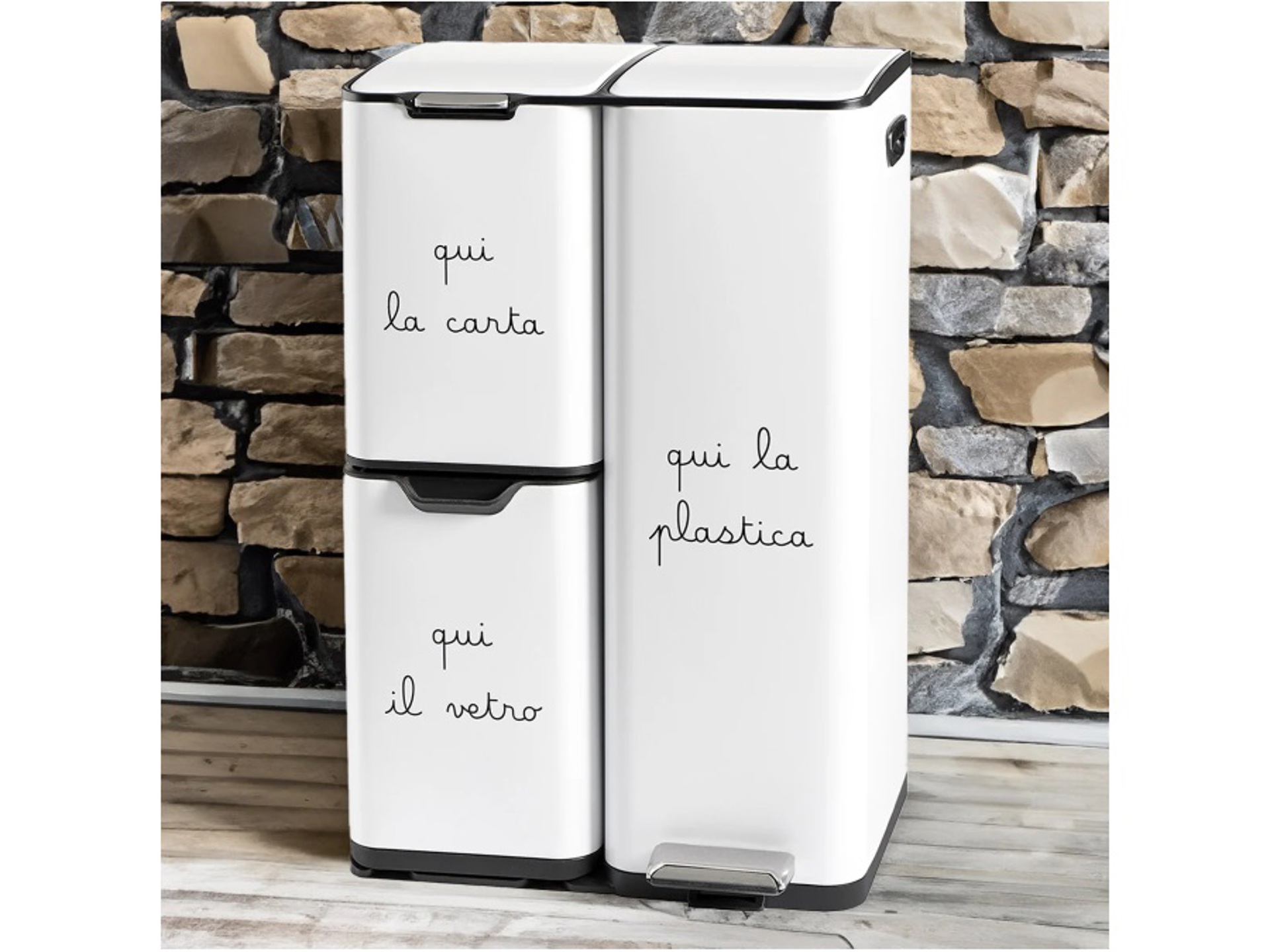 Belli & Forti Pattumiera Per Raccolta Differenziata 18 Litri, Colore Bianco, Con Pedana