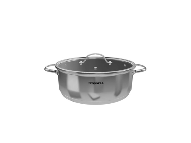 New era, tegame cilindrico 2 manici con coperchio in vetro - ø28 cm