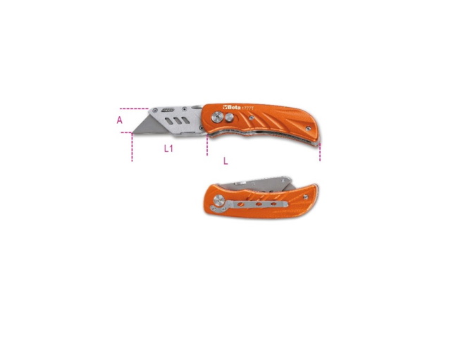 Cutter a serramanico con lama trapezoidale impugnatura in alluminio fornito con 5 lame