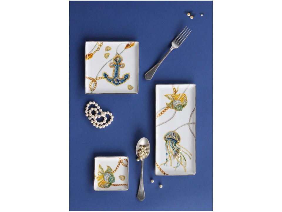 Prestigious Set Stoviglie Pasqua Ebraica Seder Rinascimentale - Piatto, Vassoio, Copertura E Borsa Afikoman