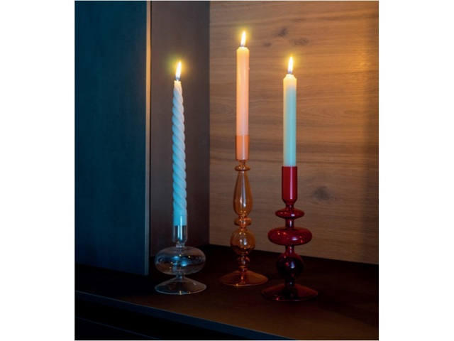 Portacandele in vetro borosilicato trasparente, 12 cm
