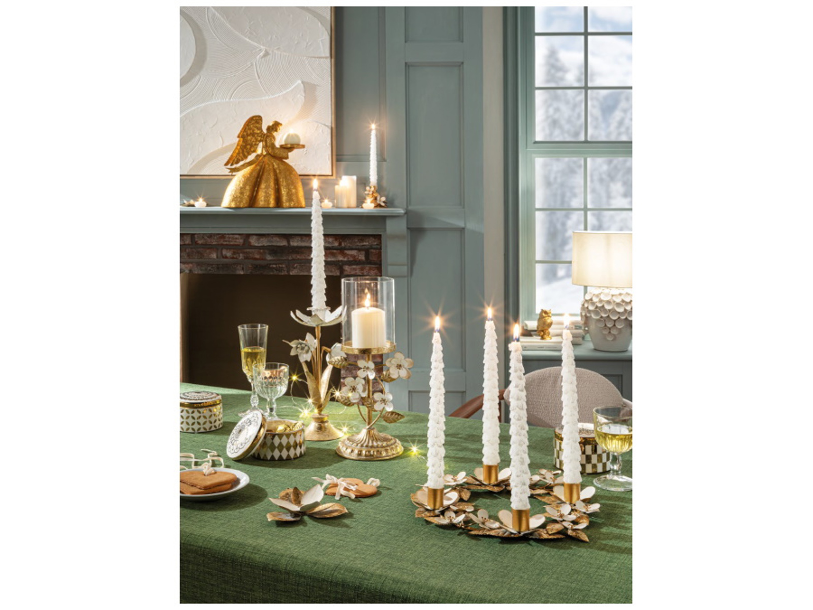 Set di 3 matrimonio in metallo centrotavola tavolo ottone oro conico portacandel