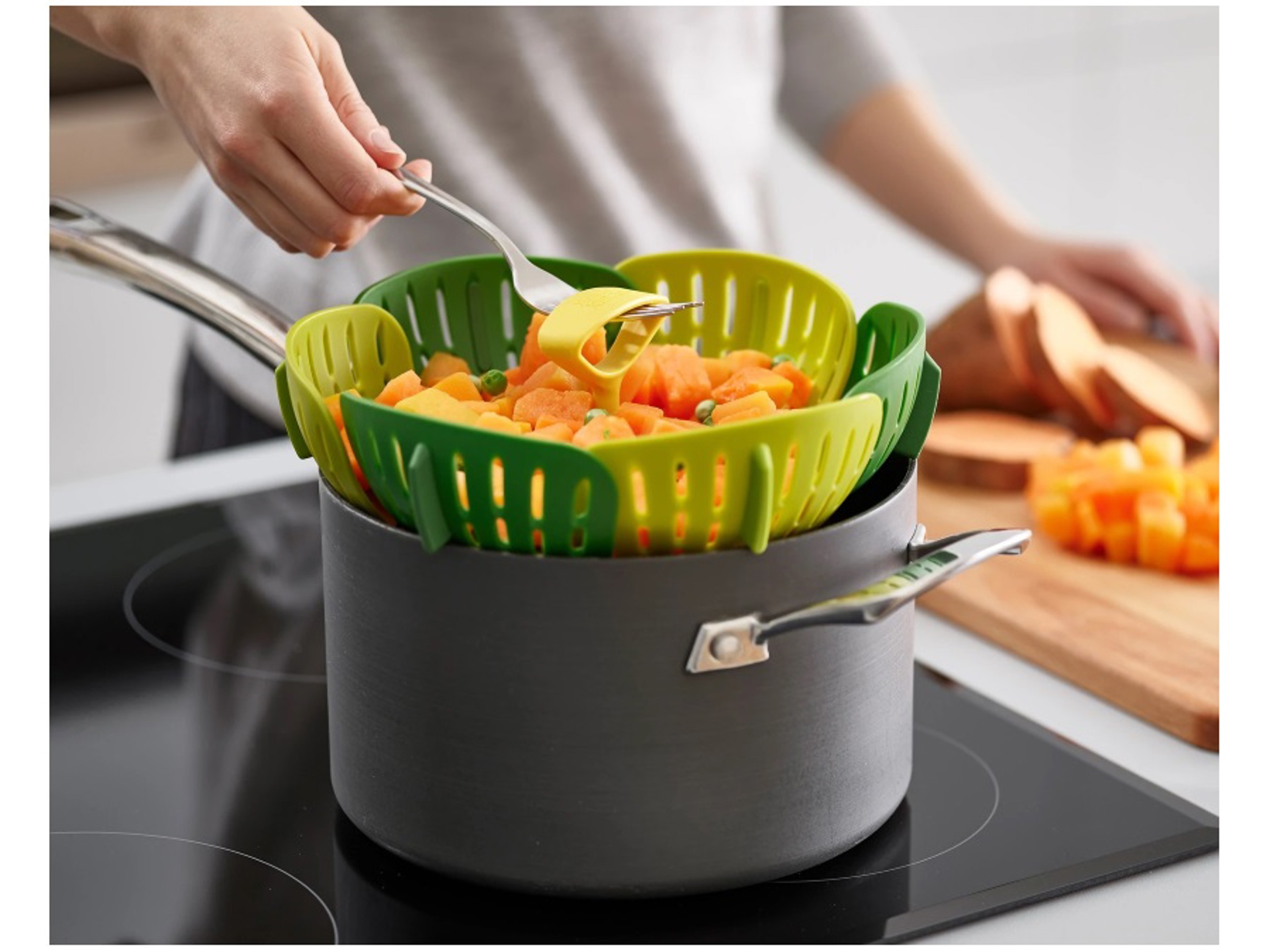 Cestello Per Vapore Pieghevole - Acciaio Inox 304, Regolabile, Per Verdure E Pesce - Foto 3