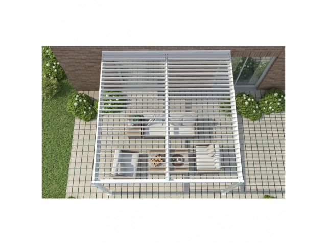 Pergola bioclimatica bianca 4x4, addossata