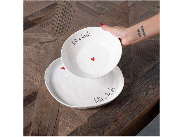 Set 2 piatti fondi tutti a tavola, ø 20 cm