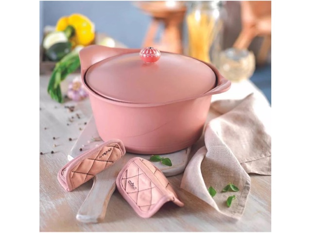 Coppia di presine per cocotte - rosa cipria