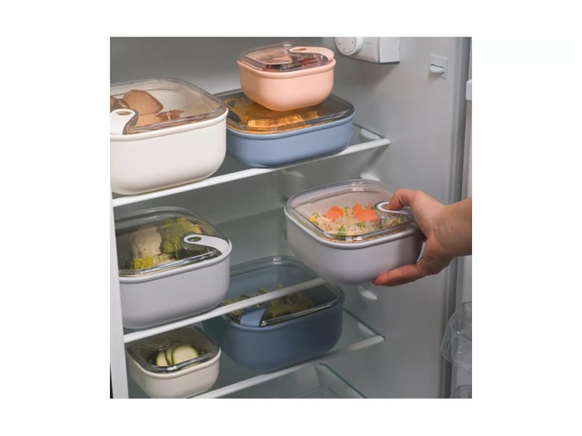 Pull box, contenitore quadrato per alimenti 19,5x19,5xh6,7 cm grigio